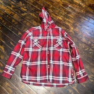 Carhartt red plaid tartan lumberjack button down shacket